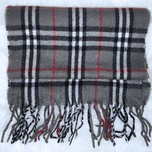 BURBERRY vintage lambs wool plaid scarf 57" EUC -- a classic!